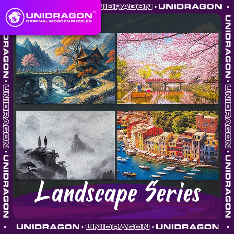 木制拼图益智玩具潮玩治愈洗解压礼物-风景画系列