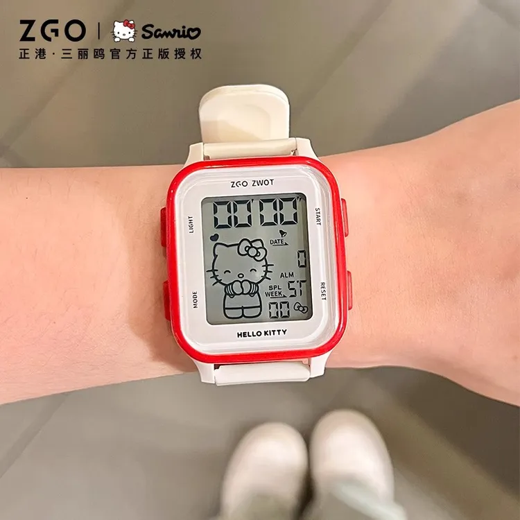 正港x凯蒂猫HelloKitty手表女款小众学生初高中轻薄运动电子手表