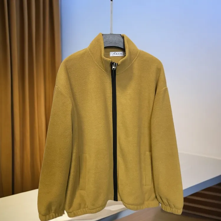 运动时尚宽松休闲双面加绒柔软舒适百搭款抗静电摇粒绒立领外套