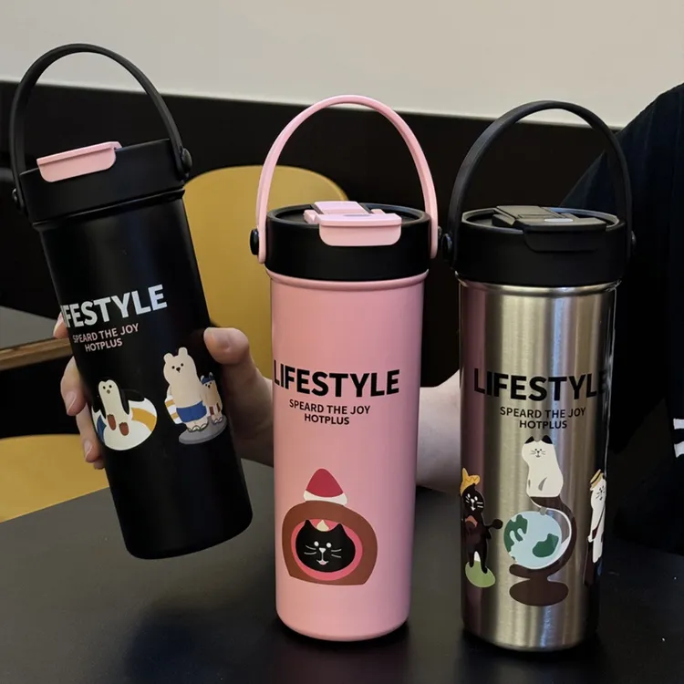 章鱼小姐的杯子随行双饮保温杯女高颜值吸管杯便携大容量316L水杯