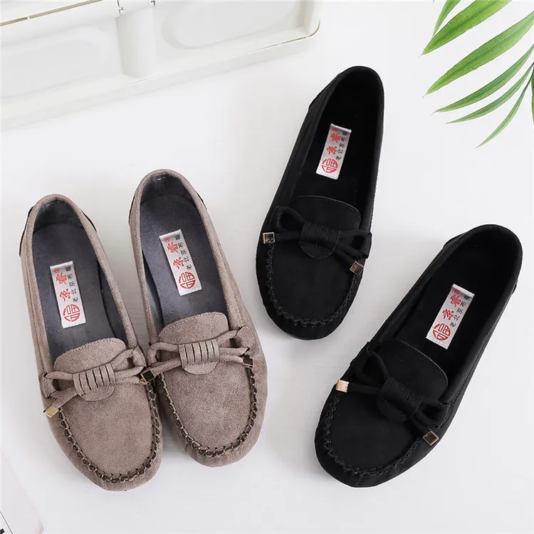 老北京布鞋豆豆鞋春秋女单鞋百搭软底妈妈鞋平底浅口软底工作鞋