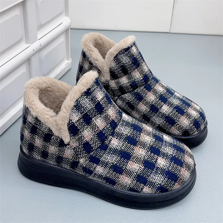 冬季加绒保暖休闲女棉鞋加厚毛毛鞋防寒软底妈妈鞋平底懒人鞋轻便