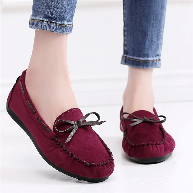京睿春季新款一脚蹬老北京布鞋妈妈鞋女豆豆鞋洋气单鞋蝴蝶结软底