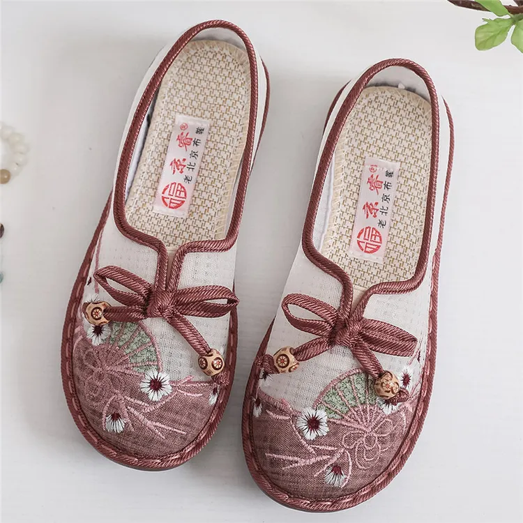 老北京布鞋女妈妈鞋春夏季网鞋复古绣花鞋软底防滑舒适透气汉服鞋