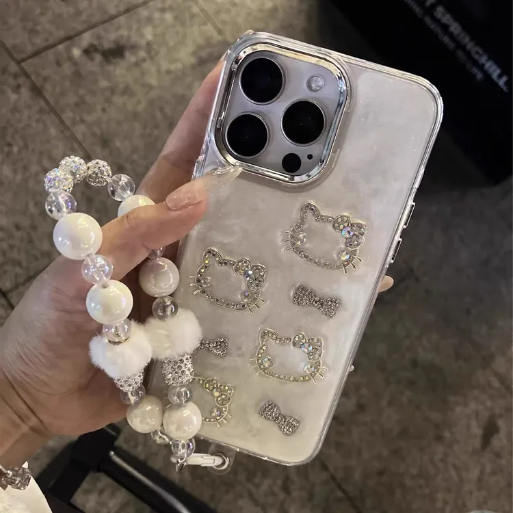 ins闪闪立体蝴蝶结kt猫咪适用苹果16promax手机壳iphone14新款15