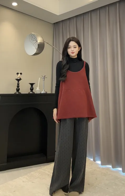 孕妇冬款孕妇装新款韩版时尚休闲显瘦马甲背心半高领孕妇上衣外穿