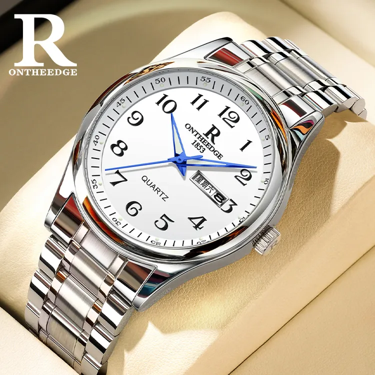 大数字中老年人手表夜光防水爸爸男款老人专用石英表品牌男款腕表