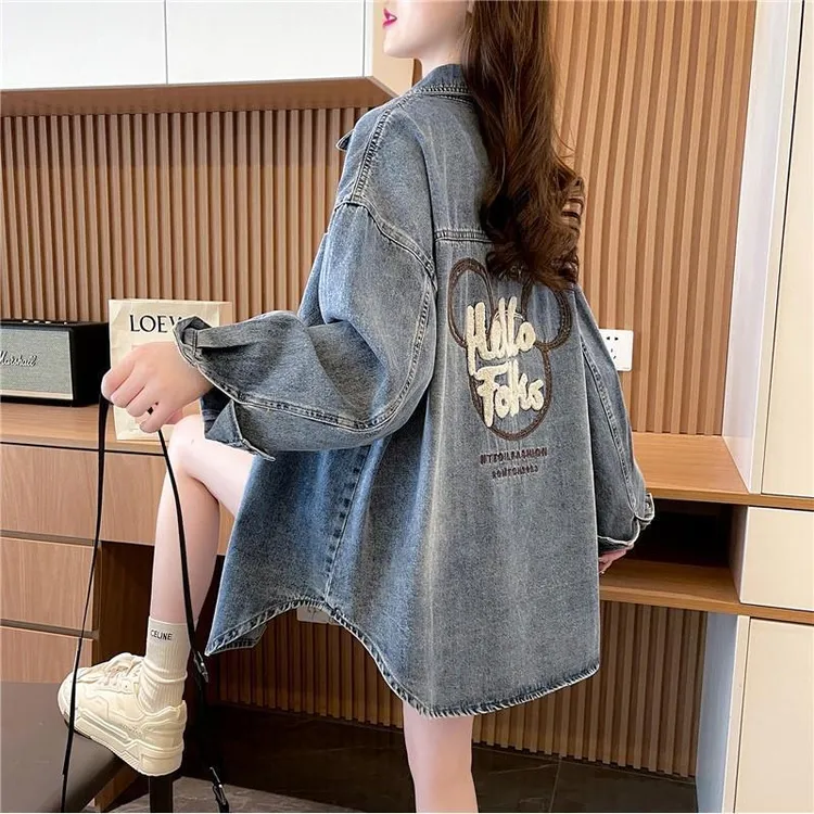 设计感春秋牛仔外套女中长款2025新款韩版洋气百搭慵懒风宽松上衣