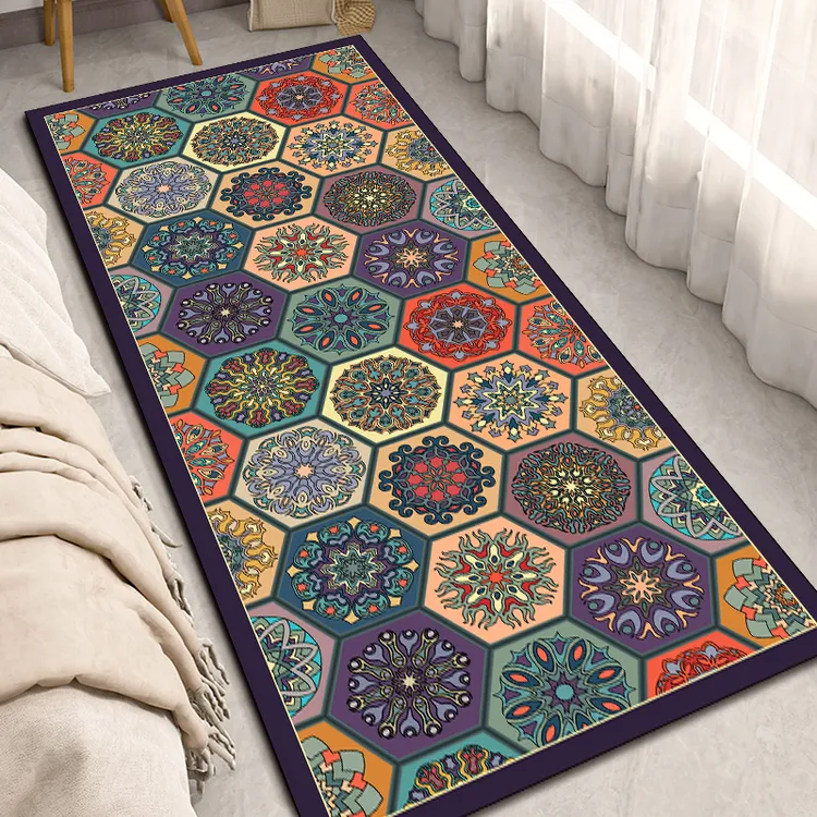 水晶绒【大号美式方格80*180cm】床边厨房多用途家用可水洗地垫