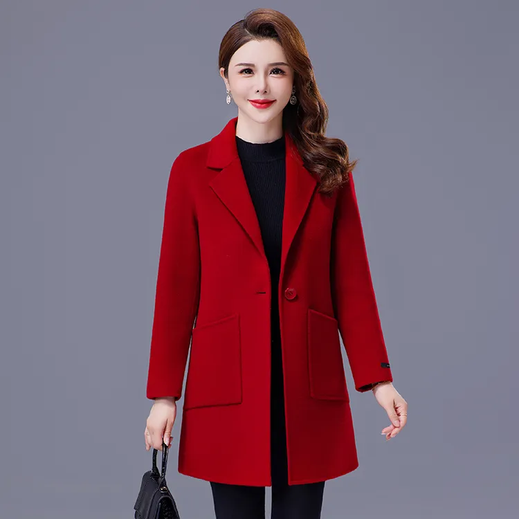 羊毛呢大衣女2025秋中长款小个子西装领气质优雅显瘦妈妈毛呢外套