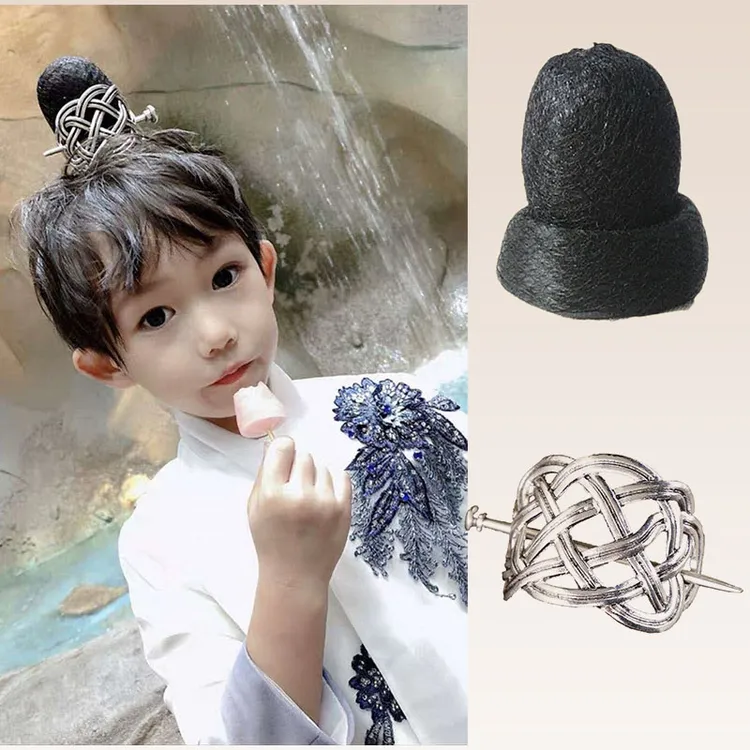 男童假发包小朋友古风假发髻古装汉服书生节目表演影楼拍摄侠客风