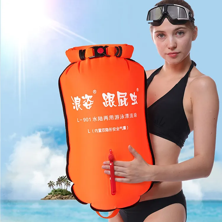 浪姿正品游泳专用跟屁虫包边新款升级加厚尼龙布耐用双气囊漂流袋