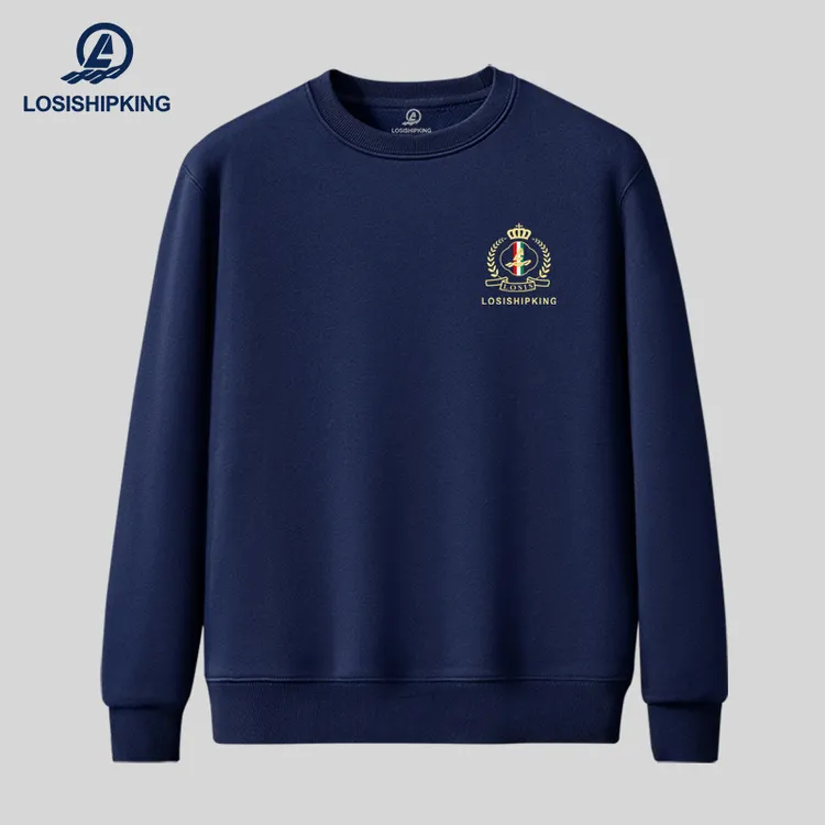 LOSISHIPKING/劳斯船王男长袖印花时尚百搭潮流圆领宽松纯棉卫衣