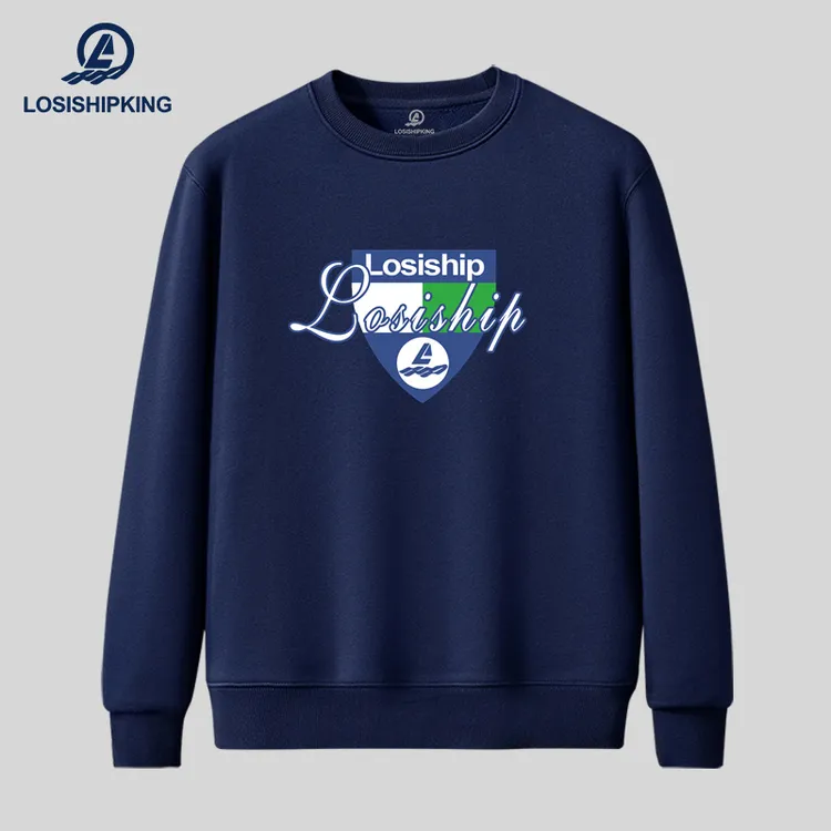 LOSISHIPKING/劳斯船王男长袖印花时尚百搭潮流圆领宽松纯棉卫衣