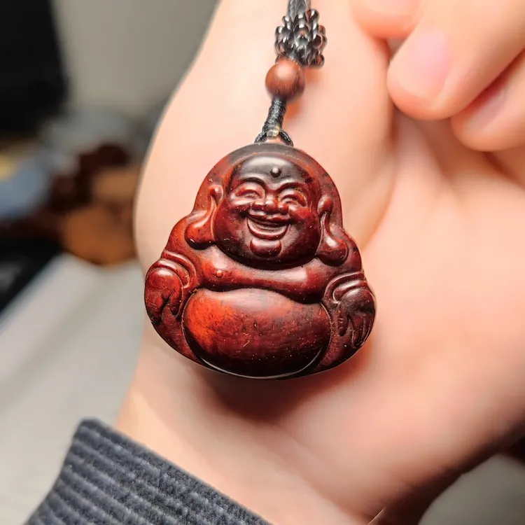 印度小叶紫檀项链挂饰弥勒佛观音等小佛像生肖牌老料高密度高油性