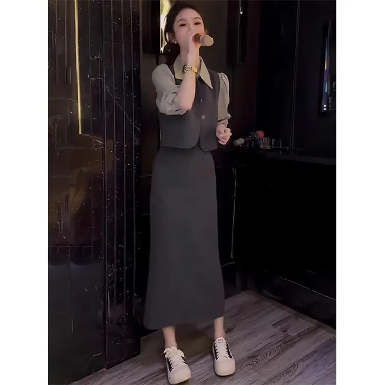 NANUAB2024初秋新款法式纯欲减龄轻熟风裙子时尚套装女流浪丹宁