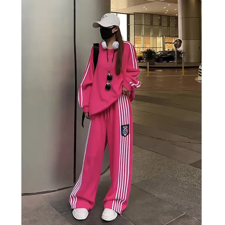 欧货网红炸街运动服套装女新款韩版卫衣阔腿裤女装两件套小个子