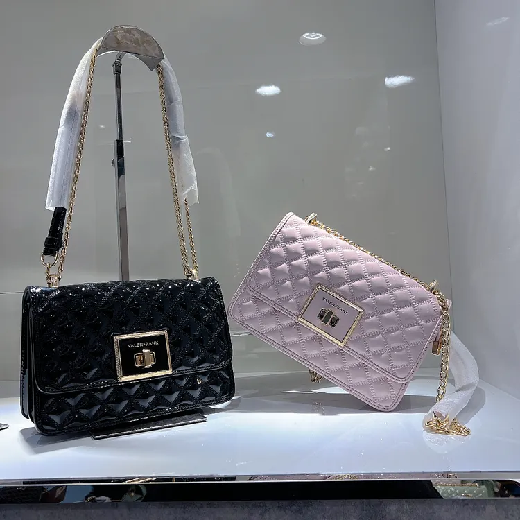 弗兰克品牌菱格链条包斜挎包女包生日礼物包包高级漆皮小香风