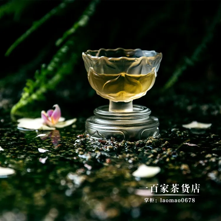 梁明毓古法琉璃 | 花信5号 品茗茶具品杯原创花瓣 透明主人杯耐热