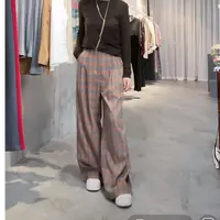 【小黑家】长104高端柔软舒适彩色格压褶减龄藏肉直筒休闲裤C30