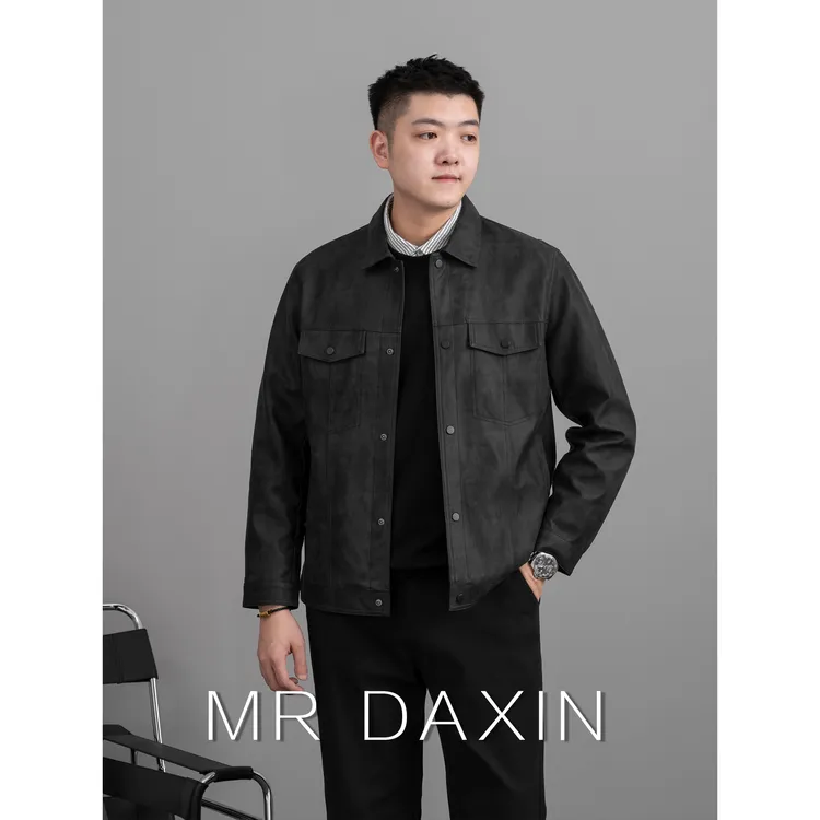 DA XIN秋季高级感复古柔光PU皮夹克潮流废土风休闲短款皮衣外套男