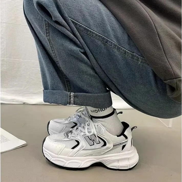 2024秋季新款情侣休闲运动鞋子老爹鞋女百搭厚底鞋子透气轻便字母