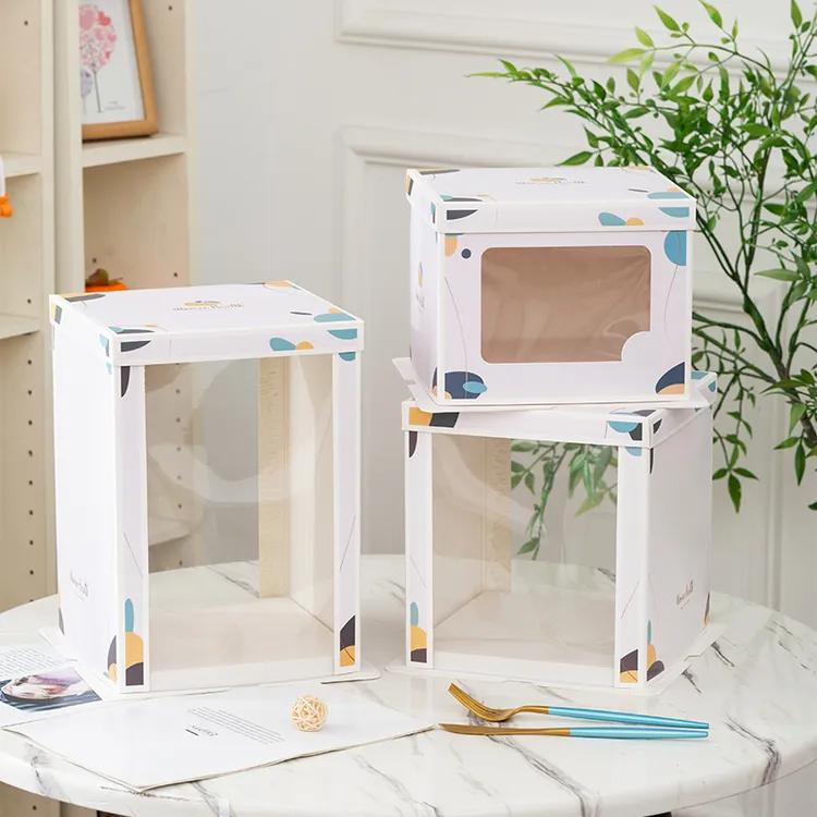 半透明蛋糕盒6/8/10/12单双三层方形盒子包装网红生日蛋糕包装盒