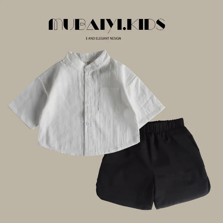 七分袖防嗮衣！男童衬衫短袖薄款夏季宽松日系女童儿童休闲衬衣潮
