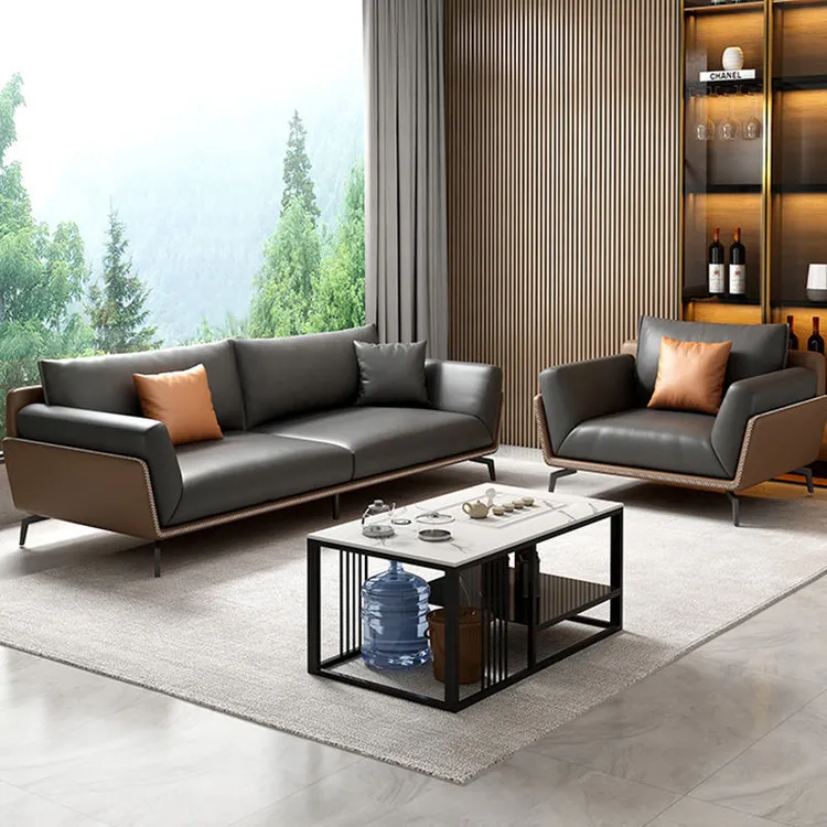 办公沙发办公室轻奢贵宾接待现代简约商务老板会客室家具茶几套装