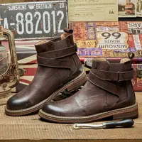 复古做旧真皮秋冬马丁靴男一脚蹬切尔西靴百搭英伦风圆头高帮靴子