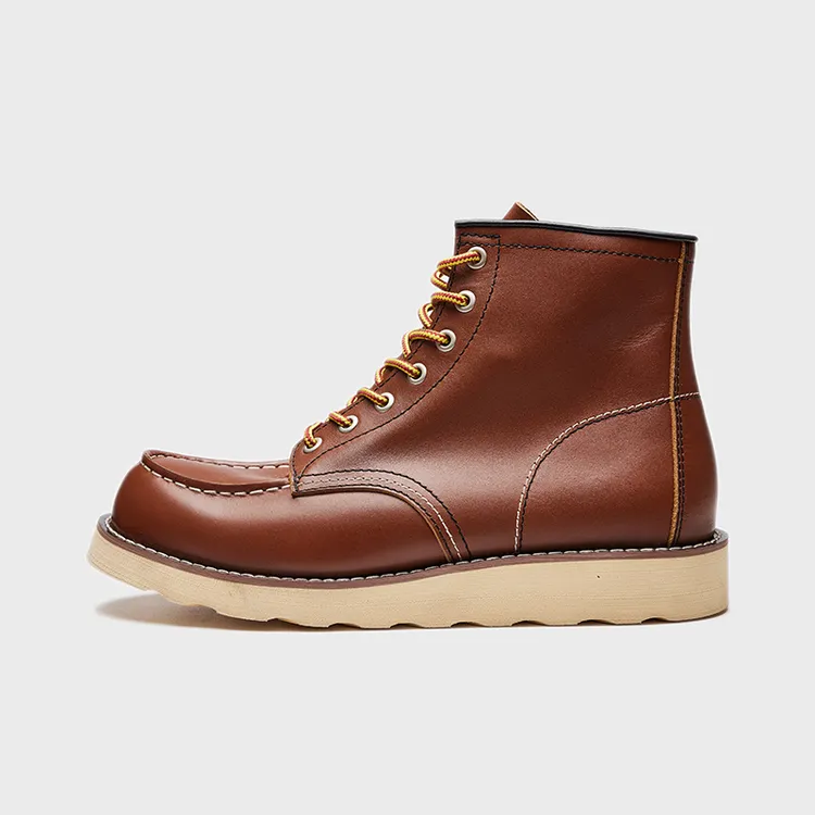 阿美咔叽875工装靴男士牛皮厚底美式复古机车靴高帮潮流马丁靴子