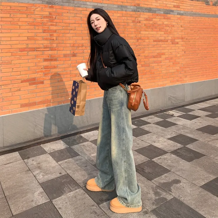 港风复古慵懒保暖棉服女短款2025新款冬季加厚立领韩系百搭面包服