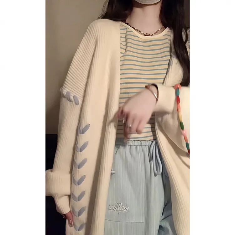 美式复古软糯外穿毛衣女春秋宽松慵懒风设计感休闲百搭开衫外套潮