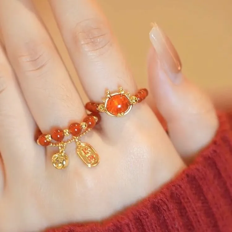 非金属仿水晶戒指 小月唐卡 民族风艺术随身佩戴（两面图图备注）