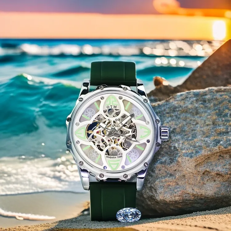OTM正品四叶草手表全自动男士手表防水机械手表镂空底盖时尚手表商品图