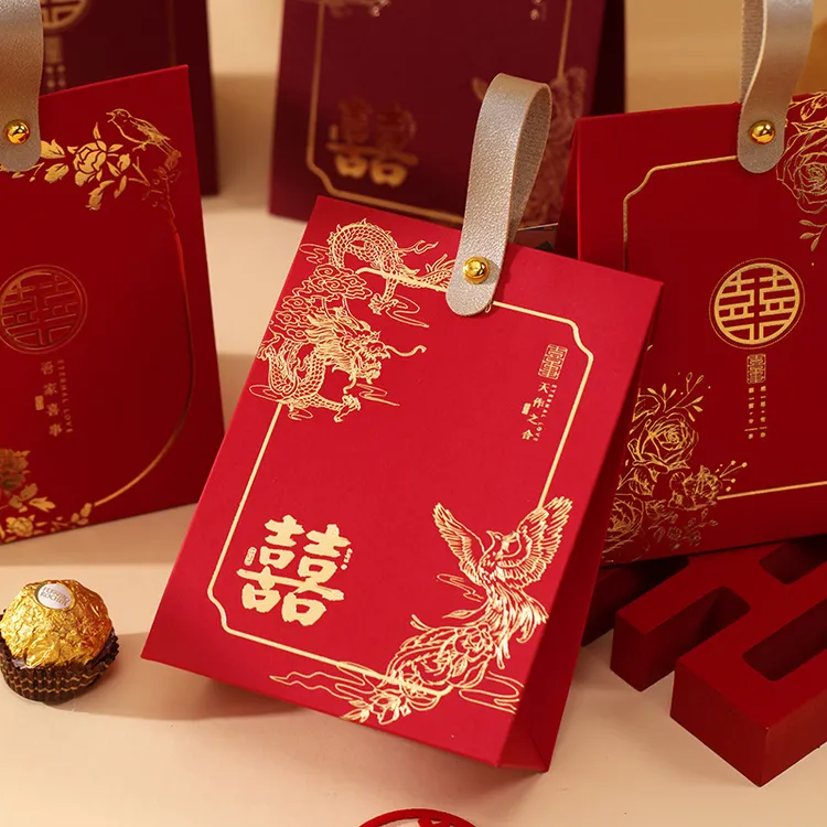 新款国潮结婚喜糖盒新中式糖果盒喜糖袋婚礼订婚伴手礼礼盒C002