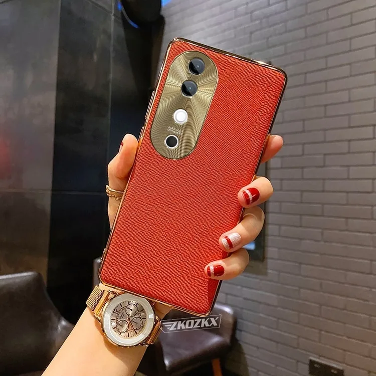 适用vivoS19手机壳新款高档电镀真皮S19Pro全包防摔超薄软壳男女