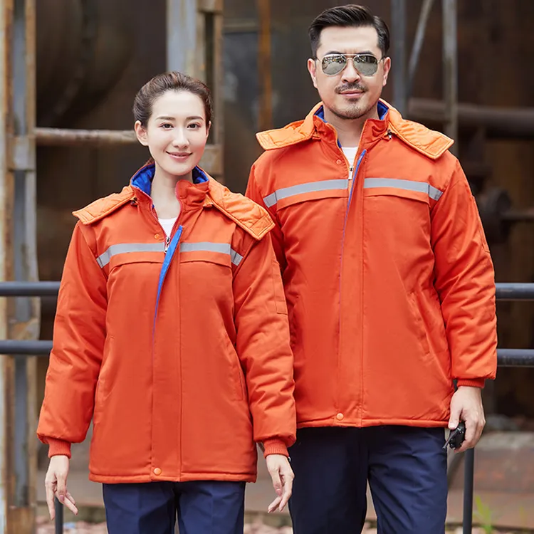 中长款棉袄印字工厂车间汽修服时尚冬季工作服棉衣加绒劳保服防寒