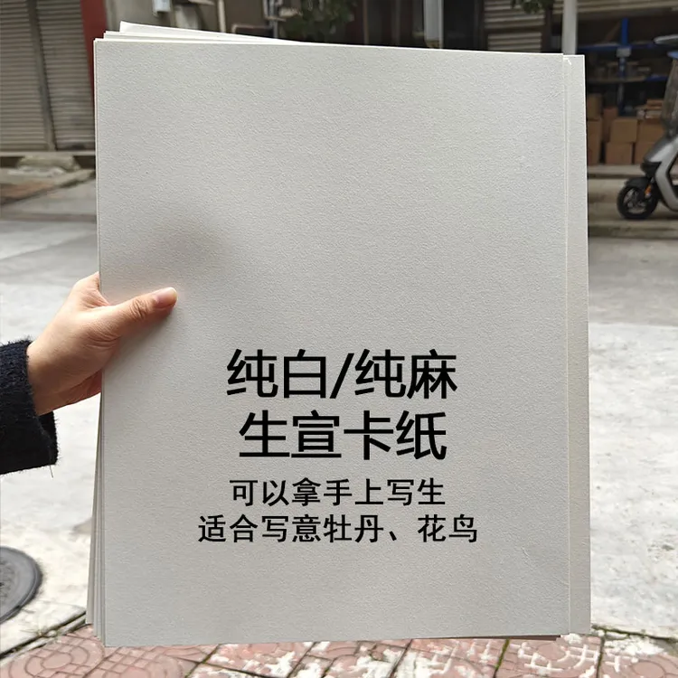 写生特制纯白色麻生宣卡纸国画专用写意水墨花鸟山水无边加厚30张
