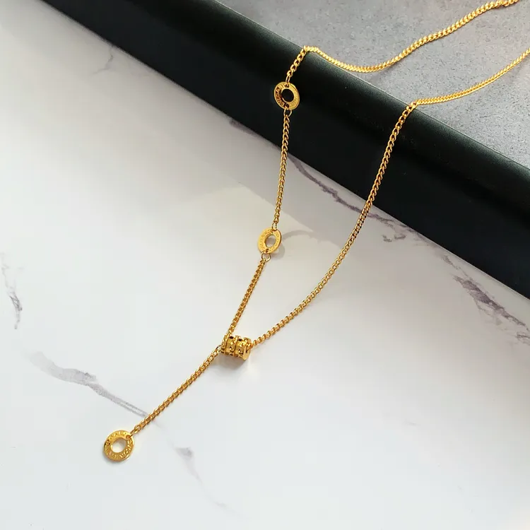 米梵缇 铜项链 新中式小蛮腰气质流苏锁骨链女 长约45cm