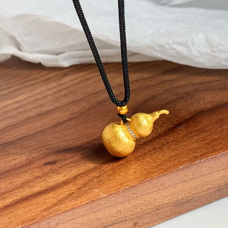 米梵缇 铜布艺项链 新中式轻奢拉丝葫芦高级颈链毛衣链女 B1-002