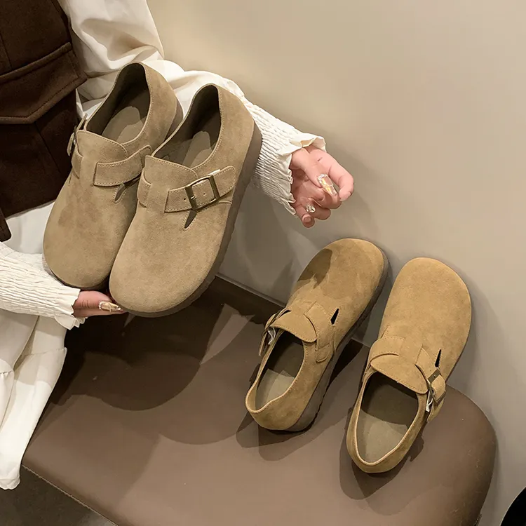 厚底勃肯鞋女2025新款软底复古乐福鞋休闲百搭一脚蹬平底懒人单鞋