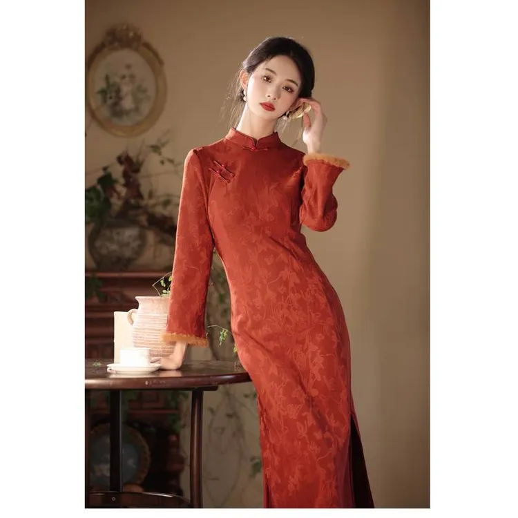 苏故里【盈盈秋水】加绒加厚秋冬款气质千金女神旗袍女款新中式