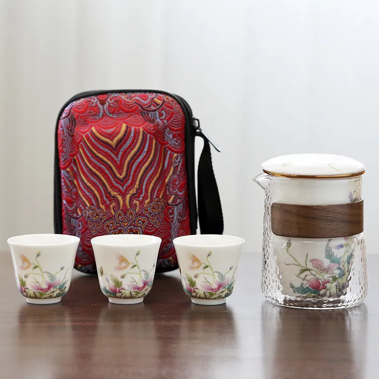户外旅行茶具套装收纳包便携式茶壶车载2025新款陶瓷露营茶具套装