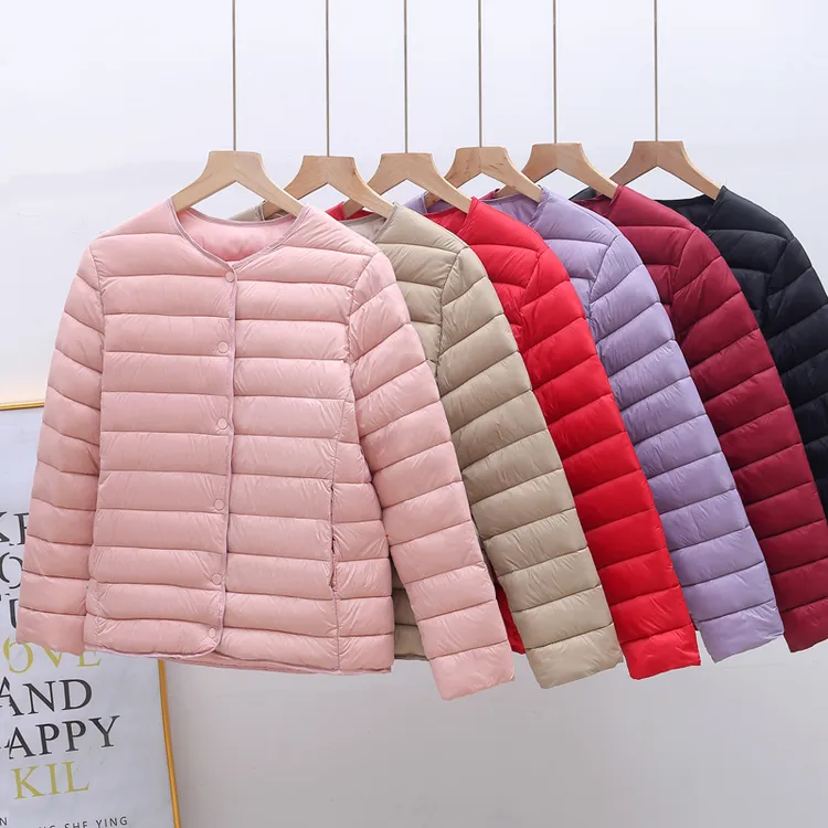 反季无领棉袄女短款轻薄保暖内胆女士棉服时尚保暖糖果色棉衣女