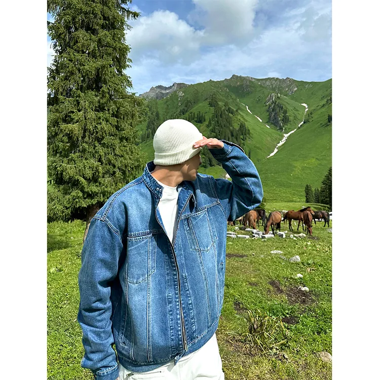 SANBAI 叁佰水洗蓝复古立领牛仔夹克