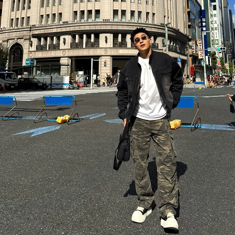 SANBAI 叁佰【沼泽迷彩裤】迷彩色梭织休闲工装裤