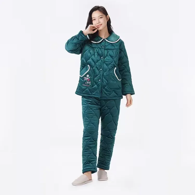 女士睡衣24新款三层加厚加绒夹棉贝贝绒家居服套装LHT1P4