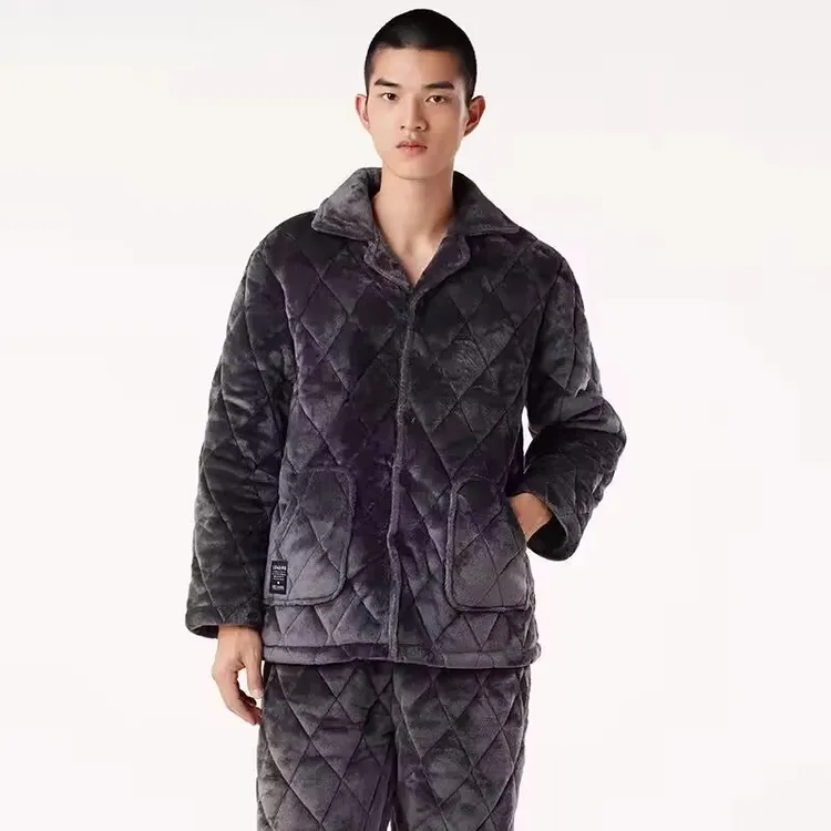 男士睡款三层加厚法兰绒可外穿家居服断码处理FH11H3