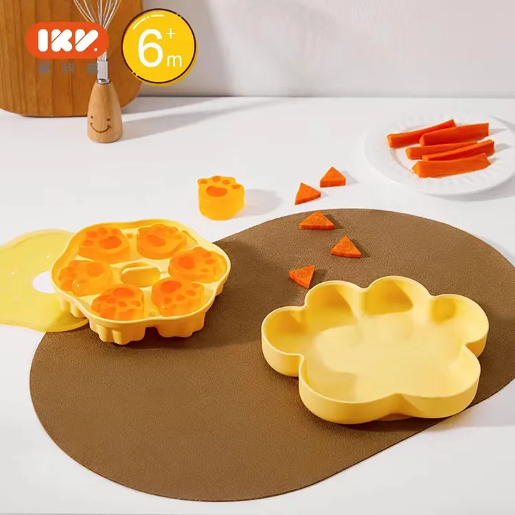 【IKV品牌-布丁】爱咔威猫爪餐盘组合蒸糕模具耐高温辅食硅胶
